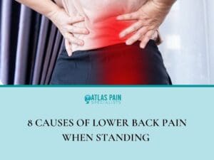 8 Causes of Lower Back Pain When Standing|Infographic illustration on Causes of Lower Back Pain when Standing : Muscle Fatigue and Poor Endurance|Infographic illustration on Causes of Lower Back Pain When Standing : A Pelvis That Tilts Too Far Forward|Infographic illustration on Causes of Lower Back Pain When Standing : A Pelvis That Tilts Too Far Forward|Infographic illustration on Causes of Lower Back Pain when Standing : A Misaligned Pelvis and Postural Habits|Infographic illustration on Causes of Lower Back Pain when Standing : A Spinal Disc Issue|Infographic illustration on Causes of Lower Back Pain When Standing : The Sciatic Nerve Connection|Infographic illustration on Causes of Lower Back Pain When Standing : A Problem With the Facet Joints|Infographic illustration on Causes of Lower Back Pain When Standing : Spinal Stenosis and Narrowing Space|Infographic illustration on causes of lower back pain when standing : Ankylosing Spondylitis and Inflammation|Infographic illustration on Causes of Lower Back Pain When Standing : Ankylosing Spondylitis and Inflammation